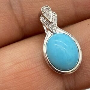 Vtg Affinity EA Sterling Silver Turquoise Enhancer Pendant Diamond Accents